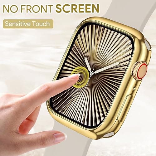 JR.DM 40mm Soft Flexible TPU Case Compatible for Apple Watch Series 6/5/4/SE Touchable Screen Lightweight Anti-Scratch All-Around Protector Thin Guard Shockproof Cover Shiny Bumper for iWatch, Gold thumbnail 3