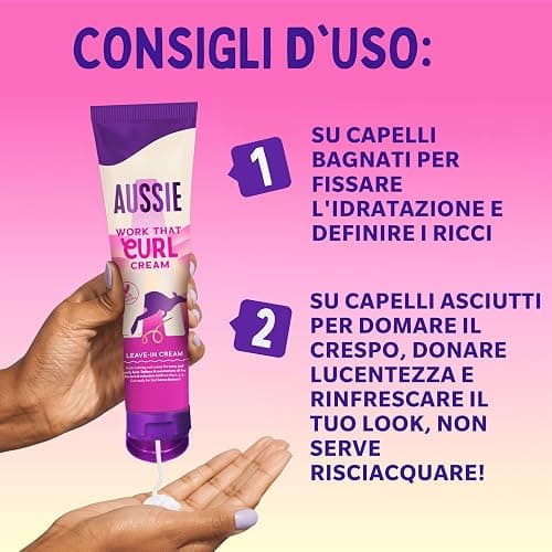 Aussie Work That Curl Crema Ricci 160ml, Crema Senza Risciacquo per Definire e Idratare Capelli Mossi e Ricci, Infusa con Olio di Cocco, Vegana e Cruelty-Free thumbnail 7