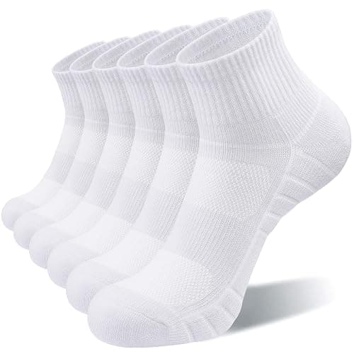 Lapulas Athletic Quarter Socks for Men Women, Cotton Mesh, Cushioned Arch Support, Non-Slip Running Ankle Design, 6 Pack - Image 1
