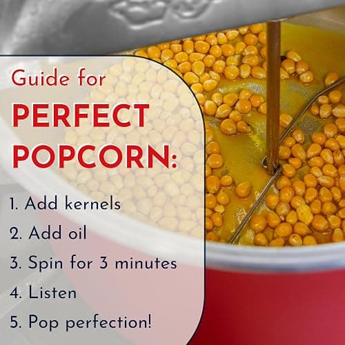 Original Whirley Pop Popcorn Maker - 6 Quart Popcorn Popper (Red), Aluminum Popcorn Maker With Metal Gears, Wabash Valley Farms Stove Top Popcorn Maker, Gourmet Popcorn Pot, Culinary Popcorn Popper thumbnail 5