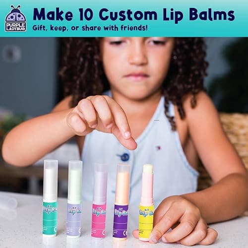 PURPLE LADYBUG DIY Lip Balm Making Kit - STEM Gifts for 10 Year Old Girl & Great 9 Year Old Girl Birthday Gifts - Science Kits for Kids Age 8-12, Make Your Own 10 Experiment Lip Balm with 3 Flavors thumbnail 2