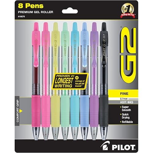 Pilot G2 Premium Gel Pens, Gel Roller Pens, Fine Point 0.7 mm Assorted Colors Pack of 8 - Image 1