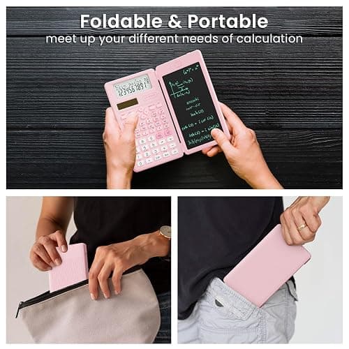 Scientific Calculators for School with Notepad, ROATEE Pink Cute School Supplies for Girls Middle and High School Stuff for Student, 240 Functions 82 MS Foldable 2-Line Display Solar and Battery Power thumbnail 6