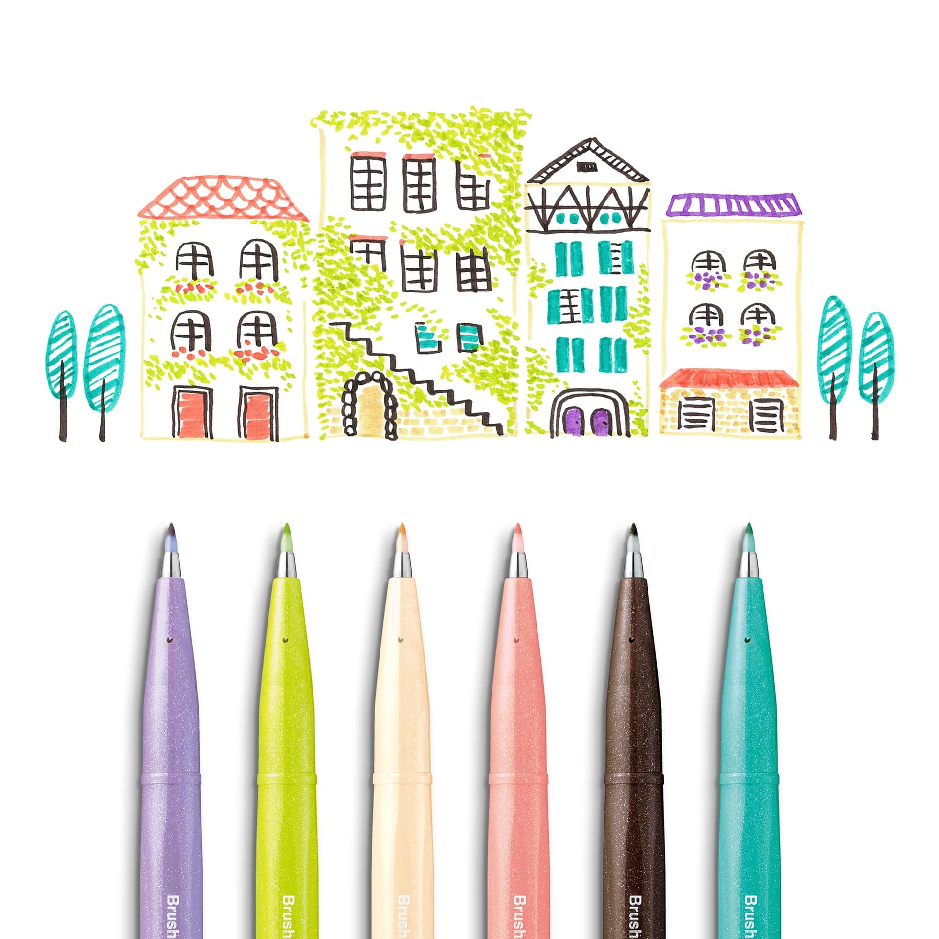Pentel Kit Caneta Brush Sign Pen 6 Unidades KITBRUSH-6V thumbnail 3