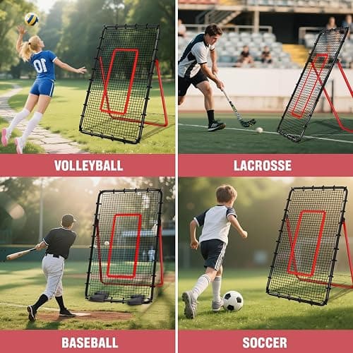 Volleyball Rebounder Net, 5 Angles Volleyball Bounce Back Training Equipment with Durable Sandbags & Metal Stakes for Lacrosse, Baseball, Soccer Practicing - 7x4 Ft thumbnail 7