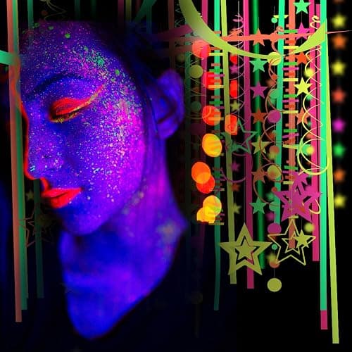 508ft UV Neon Paper Garland Crepe Streamers Glow in The Dark Party Supplies Garland Neon Party Decorations Streamers for Blacklight Reactive Fluorescent Wedding Birthday Party Decorations thumbnail 6