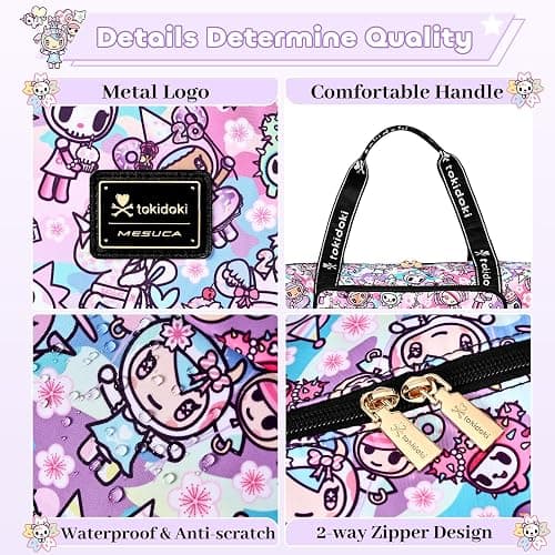 tokidoki Travel Duffle Bag,Carry-On Weekender Bag with Toiletry Bag | 40L Large Capacity，Adjustable Shoulder Strap, Front Zip Pockets,Waterproof overnight bag for gym, sports, hospital stays thumbnail 5