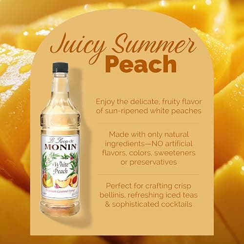 Monin - White Peach Syrup, Juicy Ripe Peach Flavor, Perfect for Cocktails, Mocktails, Iced Teas, & Smoothies, Gluten-Free, Non-GMO (1 Liter) thumbnail 3
