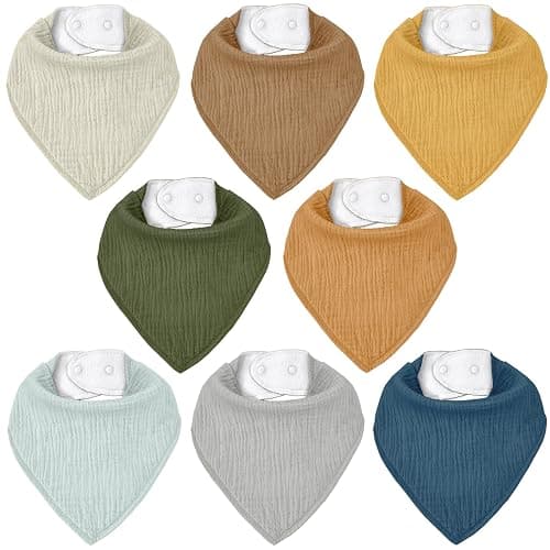 CIVARUA KIDS Muslin Baby Bibs 8 Pack, Baby Bandana Drool Bib for Drooling and Teething, Cotton Soft Absorbent for Girls Boys - Image 1