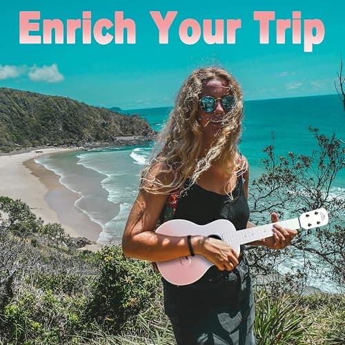 Electric Concert Ukulele, EASTROCK Carbon Fiber 23 Inch Ukelele Kit for Student Adult Professional, Beginner Uke with Accessories, Gradient Apricot Pink thumbnail 5