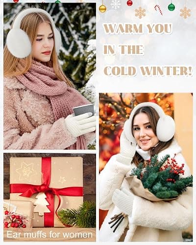 Senker Fashion Winter Ear Muffs Gloves for Women Foldable Warm Earmuffs Faux Fur Fluffy Warmers Covers Headband Cold Weather thumbnail 6