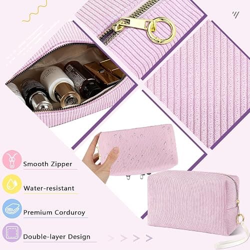 Likesing Tampon Holder for Purse, Corduroy Period Bag Sanitary Napkin Storage Bag for Girls Womens, Portable Feminine Emergency Pad Period Pouch(Black) thumbnail 3