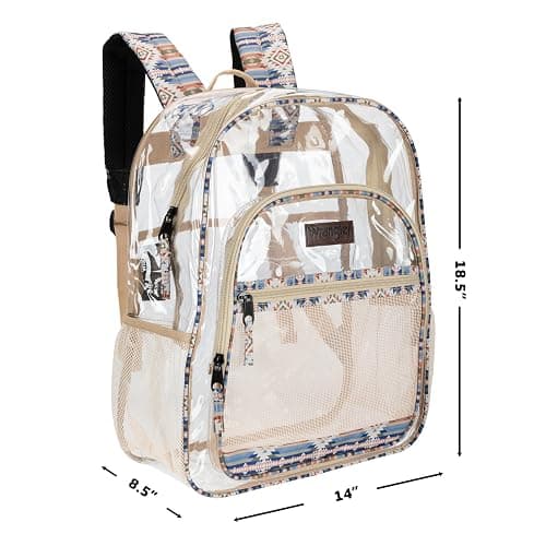 Wrangler Clear Backpack for Girls- Water Resistant Clear Bookbag, Plastic See Through Backpack for Stadium Events and School thumbnail 2