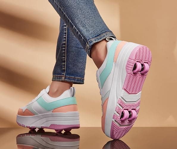 ANEFUN Roller Skate Shoes for Kids Girls Boys Detachable Wheeled Fashion Sneakers thumbnail 5