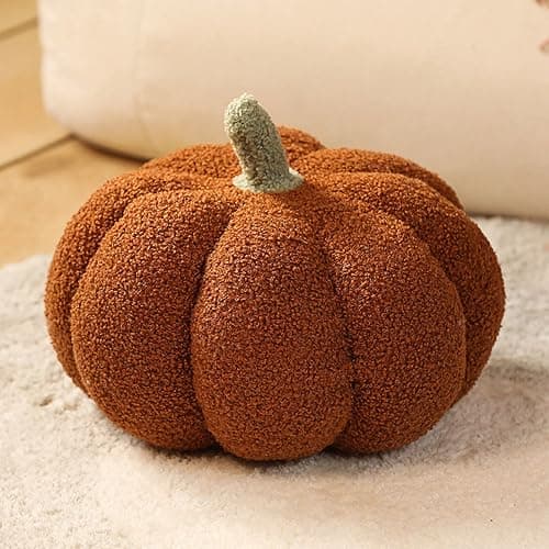 DRTRU Fluffy Plush Stuffed Pumpkin, Soft Decorative Throw Pillow, 30cm (Brown) thumbnail 3