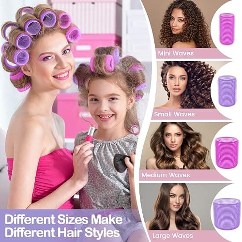 33 Piece Hair Rollers set, Self Grip Hair Rollers for Long Medium Short Hair, ELASO Large Medium Hair Curler （22 Rollers + 10 Stainless steel Clip +1 Storage Bag） thumbnail 4