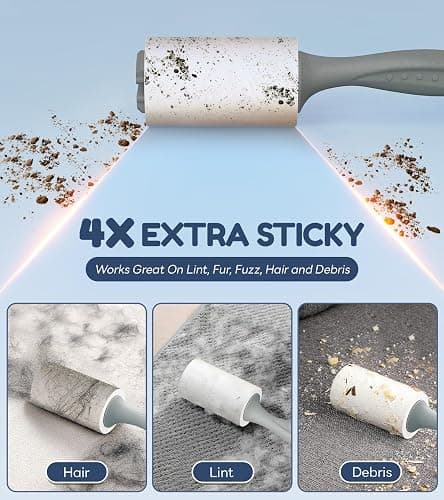 MONSEK 4X Extra Sticky Lint Roller for Pet Hair, Lint Rollers 315 Sheets Mega Value Set, Pet Hair Remover with 3 Upgraded Handle 3 Rollers, Portable Lint Remover for Clothes, Furniture, Dog & Cat Hair thumbnail 2