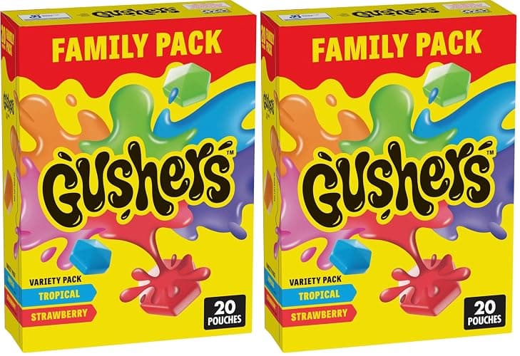 Gushers Fruit Flavored Snacks, Tropical and Strawberry Flavors, Family Pack, 20 Ct, 16 oz (Pack of 2) - Image 1