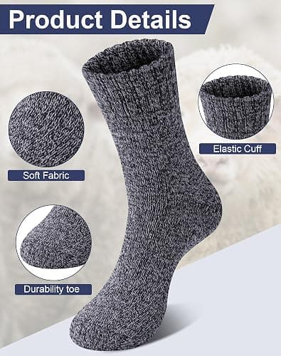 Loritta Wool Socks for Women Warm Winter Socks Knit Crew Calf Hiking Boot Sock Stocking Stuffers Gifts thumbnail 4