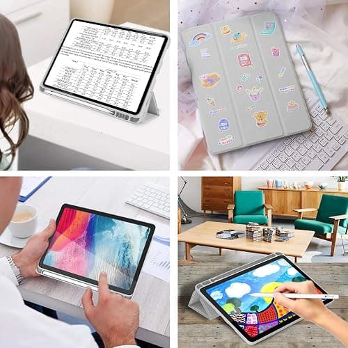 Case for iPad Air 3 Case 2019 with Pencil Holder Ultra Slim Soft TPU Back Cover with Auto Sleep/Wake Full Body Protective Smart Case for iPad Air 3rd Generation 2019/iPad Pro 10.5 2017 (Gray) thumbnail 6