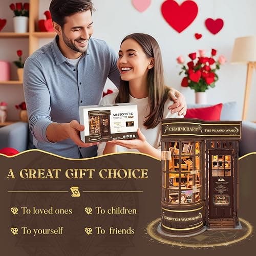 Book Nook DIY Miniature House Kit - Booknook Kit for Adults, Bookshelf Decor 3D Wooden Puzzle, Birthday Gifts for Book Lovers Women Friends - Magic Wand Shop thumbnail 4