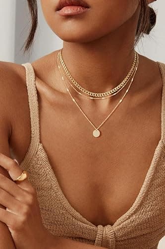 JECOMY 14K Gold Plated Layered Necklaces For Women Gold Necklace Set, Cuban Link, Snake Chain, Paperclip Layered Chains, Twisted Rope and Twisted Chain, Trendy Layering Necklace thumbnail 6