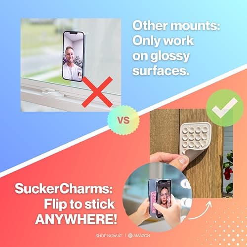 Stick Your Phone Anywhere – Walls, Stone, Mirrors & Glass | Removable, Reusable | Double Sided Silicone Suction Cup Phone Mount & Sticky Phone Grip for Content Creators/Influencers | TikTok (Pink) thumbnail 4