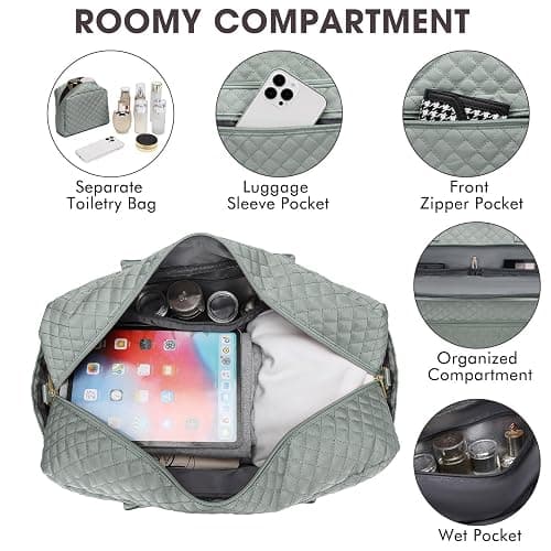 Travel Duffle Bag Weekender for Women - 38L Carry-On Overnight Personal Item Bag with Shoe Compartment & Wet Pocket Weekend Tote Bags with Toiletry Hospital Bags for Labor and Delivery thumbnail 4