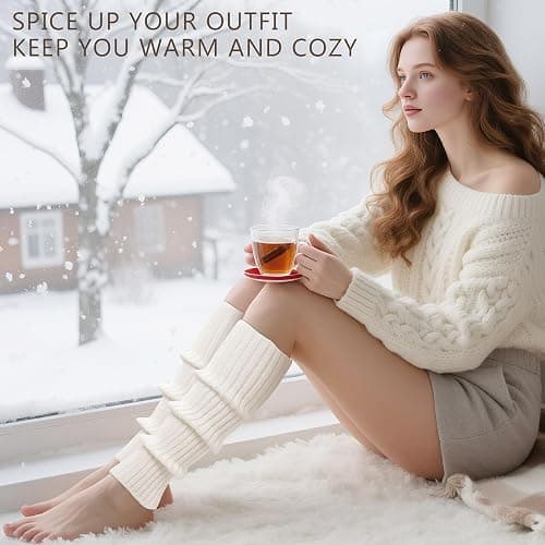 HEMOUR Leg Warmers for Women Girls Ribbed Knit, Fall Winter Gifts, Legwarmers Socks Y2K Fashion Yoga Ballet Dance Sports thumbnail 4