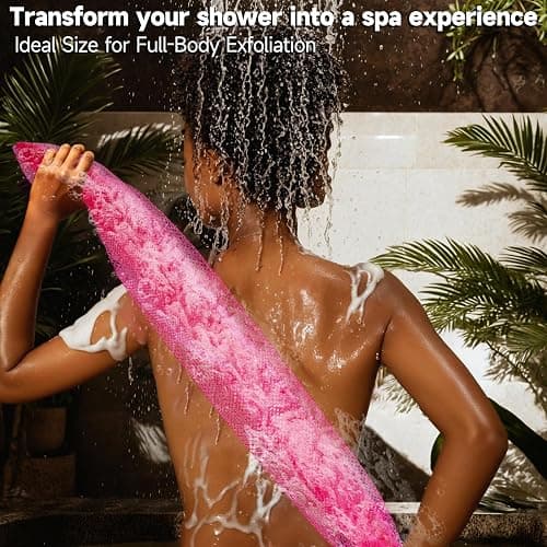 SubSahara Authentic African Net Sponge - 2 Pieces Exfoliating Scrubber for All Skin Types, Bath Sponge for Face & Body, Travel Portable, Durable, Gentle Exfoliation (Dark Pink & Light Pink) thumbnail 4