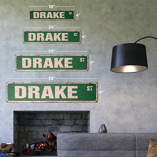 DRAKE Vintage Plastic Street Sign Childrens Name Room Sign | Indoor/Outdoor | 18" Wide thumbnail 2