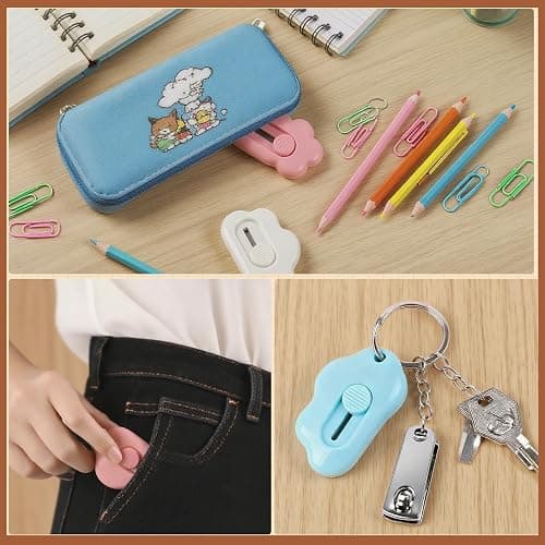 Box Cutter Retractable,Package Opener, Easy Slide Retractable Cute Box Cutter for for opening daily express boxes,packages and more (3 Pcs Cloud Mini Cutter) thumbnail 5