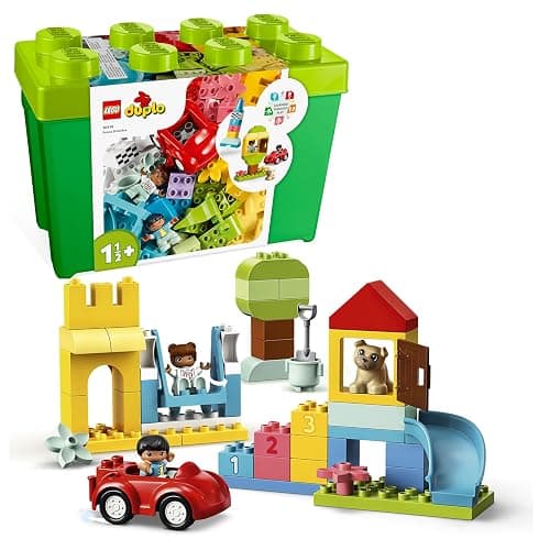 LEGO DUPLO Deluxe Steinebox - Montessori Spielzeug ab 1 Jahr - Lernspielzeug für Kleinkinder mit Auto, Zahlensteinen und Tierfiguren und Aufbewahrungsbox - Geschenk für Mädchen und Jungen 10914 - Image 1