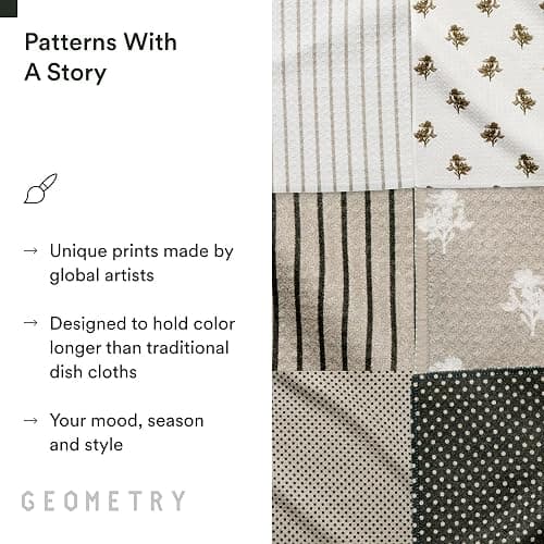 GEOMETRY Dishcloth – Evergreen Collection – Quick-Dry, Ultra-Absorbent, Reusable Microfiber Kitchen Towels for Drying & Cleaning - Willow Stone - 6 Pieces thumbnail 7