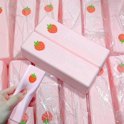 SUISUILE 2Pcs Strawberry Chocolate Stick Squishies, Super Soft Slow Rising Squishy Toys, Realistic Food Squishies for Adults, Kawaii Sticky Stress Relief Squeeze Toys for Desk Accessories (Strawberry) - Image 1