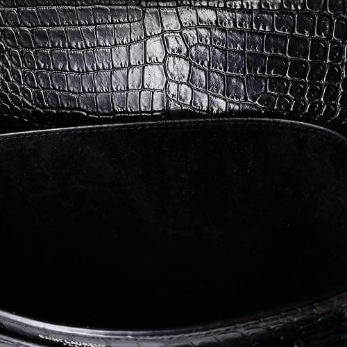 Saint Laurent, Pre-Loved Sunset Crossbody Bag Crocodile Embossed Leather Medium, Black thumbnail 5