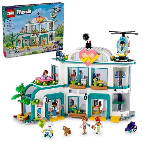 LEGO Friends Heartlake City Hospital Toy Playset, Helicopter Toy and Mini-Doll Characters, Building Set for Kids, Pretend Play, Gift for Girls and Boys Ages 7 Years Old and Up, 42621 - Image 1