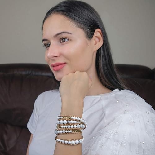 globi Natural Stone Wrap Bracelet For Women/Men | Adjustable Multilayer Genuine Leather Boho Handmade Beaded Bracelet thumbnail 4