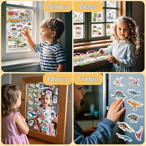 iGetooy 6 Sets Reusable Sticker Book for Toddlers 1-3, Jelly Sticker Books for Toddlers 2-4 Years, Toddler Travel Toys for Kids 2 3 4 Year Old Girls Boys thumbnail 7