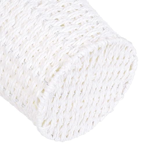 Zuvo Round Wicker Waste Paper Bin and Basket- Rubbish Basket for Bedroom, Bathroom, Offices or Home (White) thumbnail 5