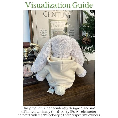 LICHADUOLE 9-12''/30cm Plush Animals Clothes Cotton Hoodie & Checkered Shorts Set for Bashful Bunny and Teddybear(NO Doll) thumbnail 6
