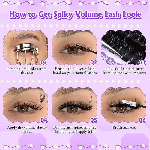 Lash Clusters with Spikes 60D-100D Volume Eyelash Clusters Spiky Individual Lashes Clusters 10-22mm Cluster Eyelash Extensions Wispy Cluster Lashes DIY Mega Lash Extension Manga by calphdiar thumbnail 7