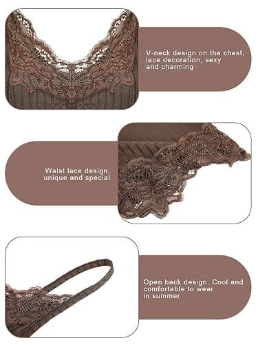 Bencailor 3 Pcs Women's Lace Tank Tops Y2k Camisole Lace Patchwork Crop Tops Grunge Style Ribbed Knitted Clothing thumbnail 4