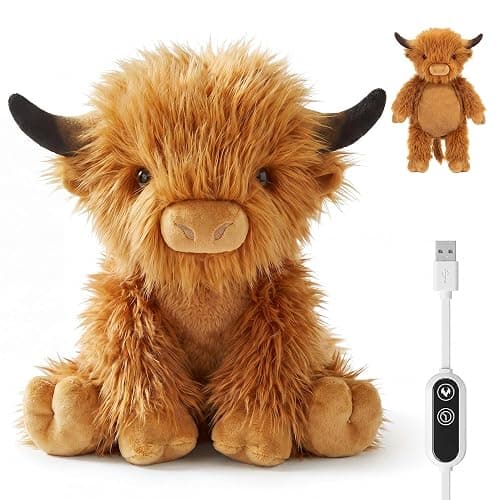 HOTHUGZ Electric Heated Highland Cow Plush, USB Heating Pad Stuffed Animal with Auto Shut-Off, Soft Warm Plush for Stomach, Belly, Back, Neck, Unscented Gift for Women Girls thumbnail 2