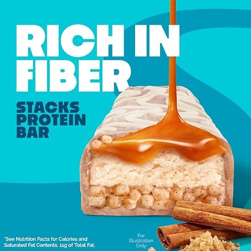 Quest Nutrition Stacks Protein Bars, Cinnamon Brown Sugar, 20g Protein, 2g Net Carbs, 1g Sugar, High Fiber, Low Sugar, Gluten Free, 12 Count thumbnail 4