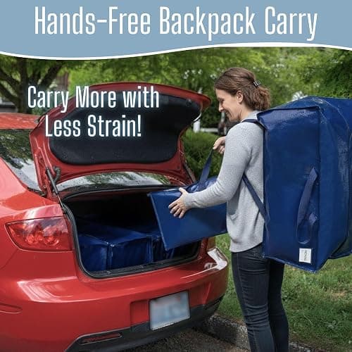 VENO 10 Pack Heavy Duty Moving Bags with Backpack Straps, Zippers & Handles, Extra Large Packing Bags for College Dorm Essentials, Moving Supplies Alternative to Cardboard Moving Boxes thumbnail 4