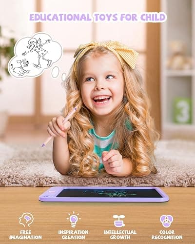 LCD Writing Tablet 10 Inch, Toys for 3 4 5 6 7 8 9 10 Year Old Boys Girls, Colorful Doodle Board Drawing Tablet, Gift for Boys Toddlers Age 3-12 Years, Memo Board, Drawing Pads with Lanyard(Purple) thumbnail 4