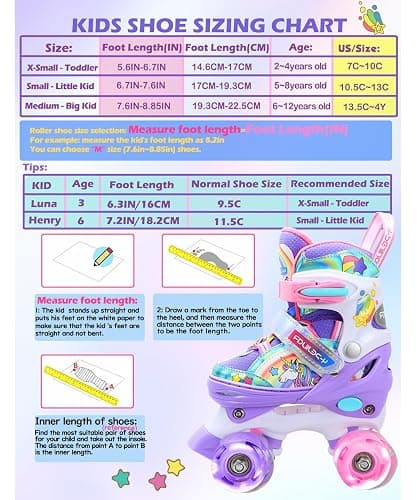 4-Pejiijar Rainbow Unicorn Kids Roller Skates for Girls Toddler Ages 2-4 5-8 8-12,Adjustable Roller Shoes with Luminous Wheels for Birthday Xmas Gifts thumbnail 3