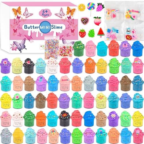 66 Pack Mini Butter Slime Kit, Super Soft and Non-Sticky, Scented DIY Slime with Cute Charms, Bulk Slime for Kids, Party Favors,Christmas Stocking Stuffers for Girls Boys 8-12, Classroom Rewards - Image 1