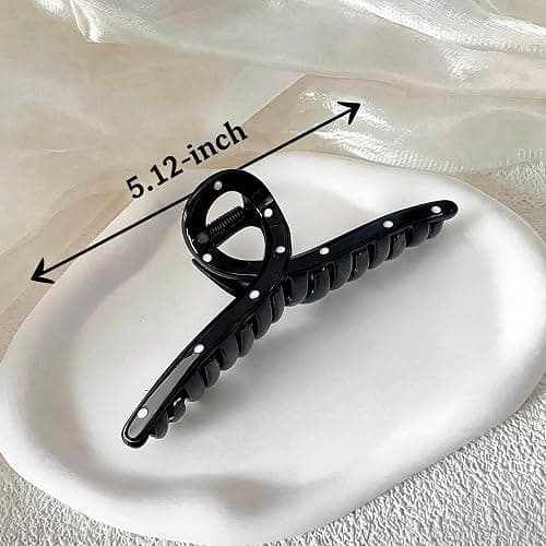 3 Pack Elegant Polka Dot Hair Claw for Women, Strong Hold Jaw Clips | Black & White, Bow & Claw Styles, Retro Chic Design, Soft Vintage Aesthetic thumbnail 6